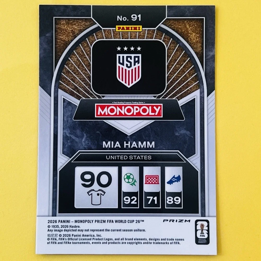 2026 Panini Prizm Monopoly FIFA World Cup Mia Hamm‎ Blue Prizm United States #91